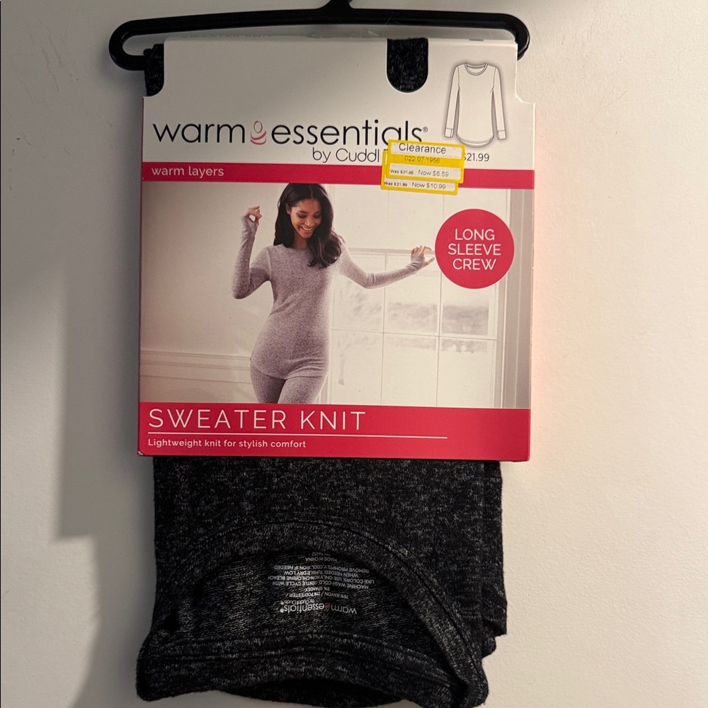 NWT Warm Essentials Gray Sweater Knit long sleeve crew size S